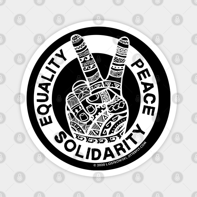 Equality Peace Solidarity Boho Peace Sign Magnet by Jitterfly